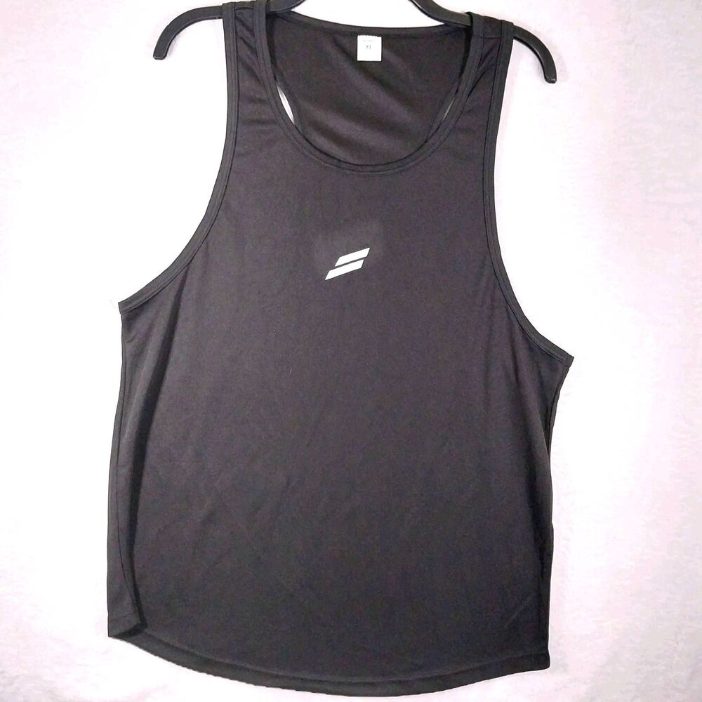 Muscle Tank Top Men XL Black Sleeveless Workout Running Gym Shirt #E108